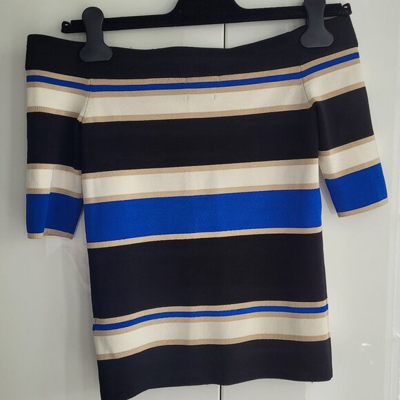 Massimo Dutti Striped off-the-shoulder knit top Size XS - Picture 3 of 6